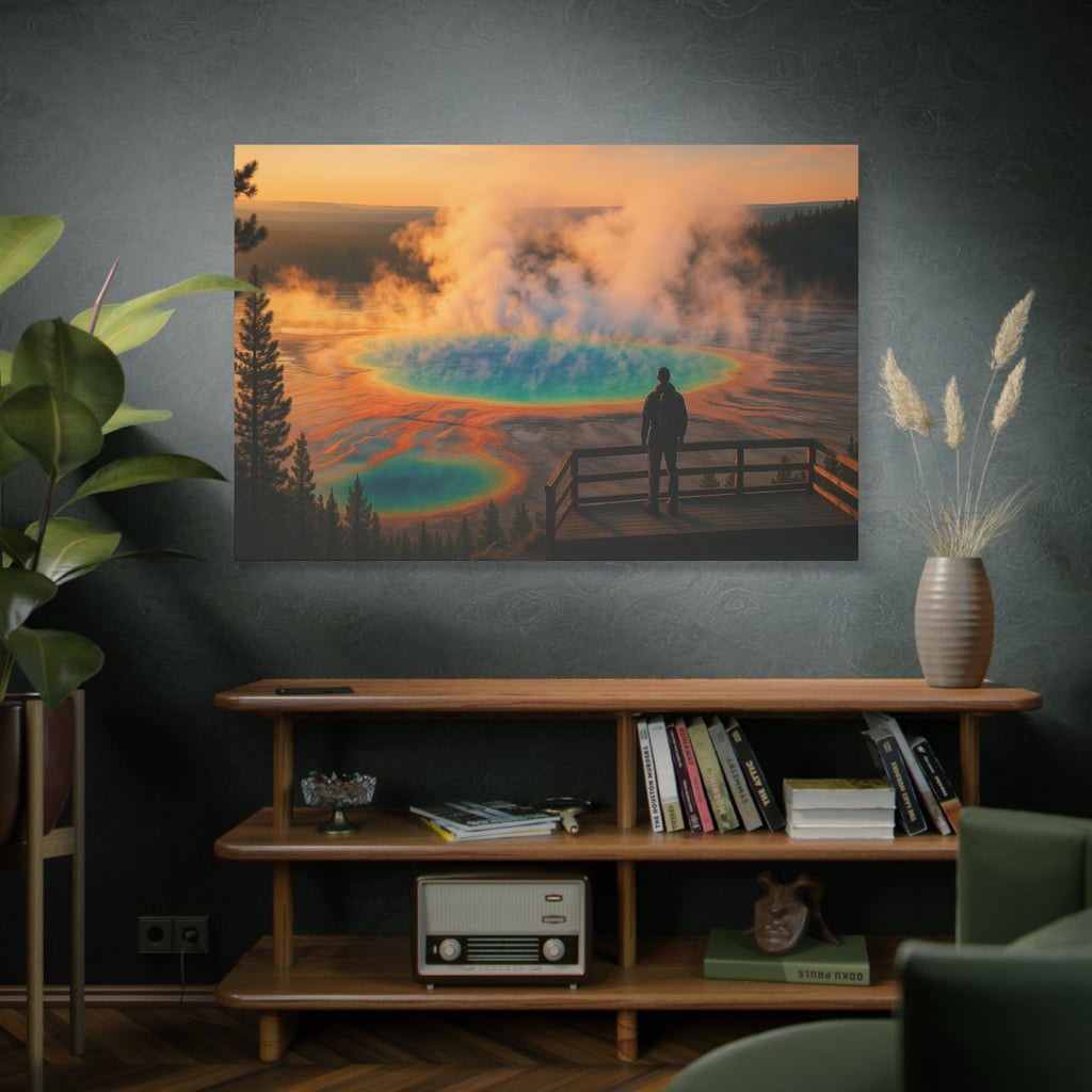 Grand Prismatic Spring Hiker's View- Matte Canvas