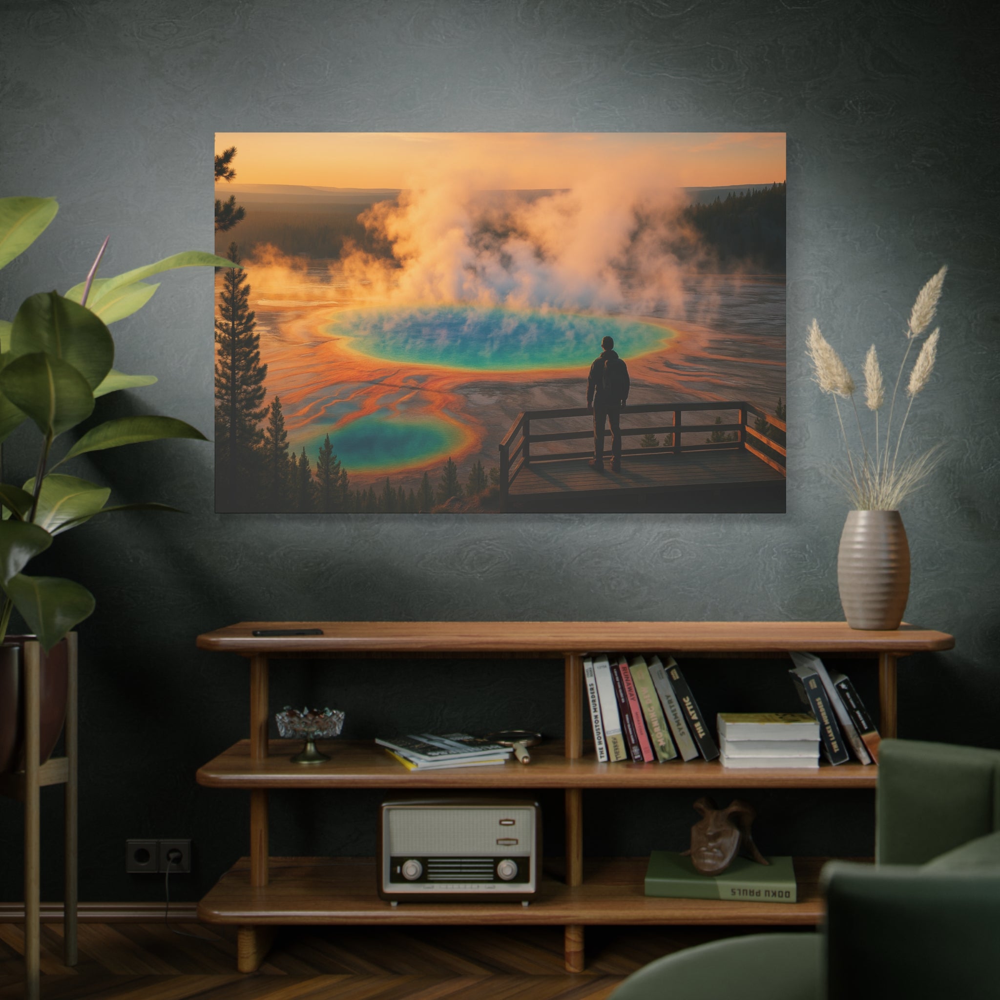 Grand Prismatic Spring Hiker's View- Matte Canvas