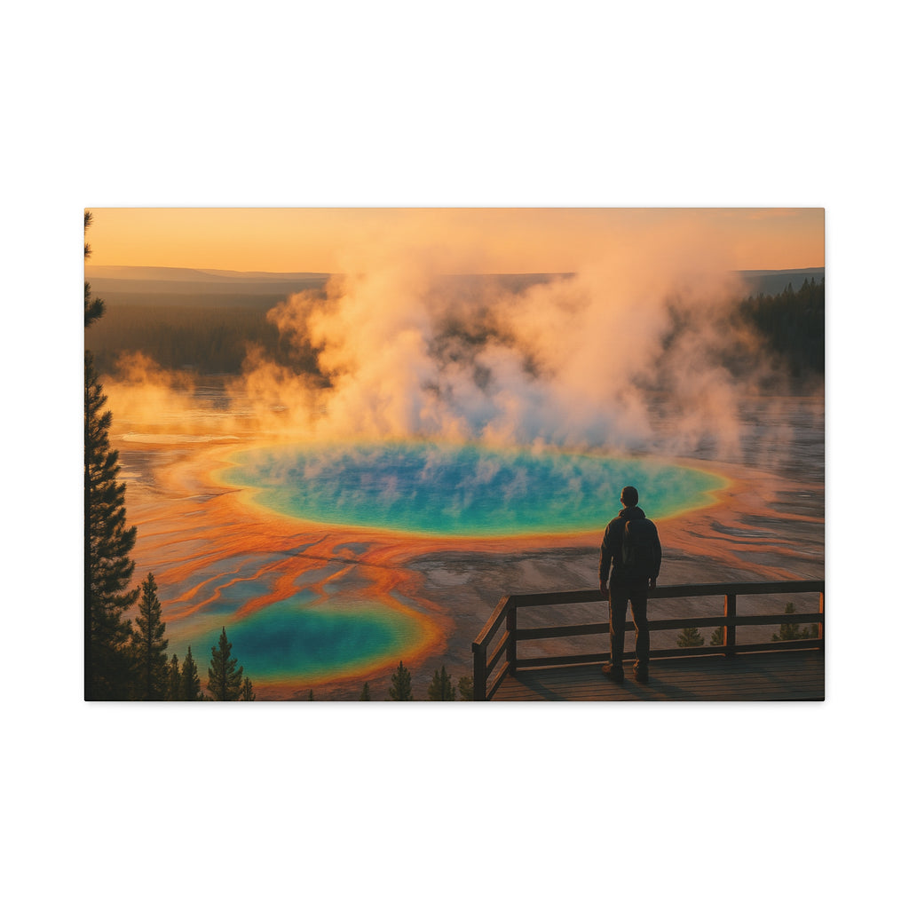 Grand Prismatic Spring Hiker's View- Matte Canvas