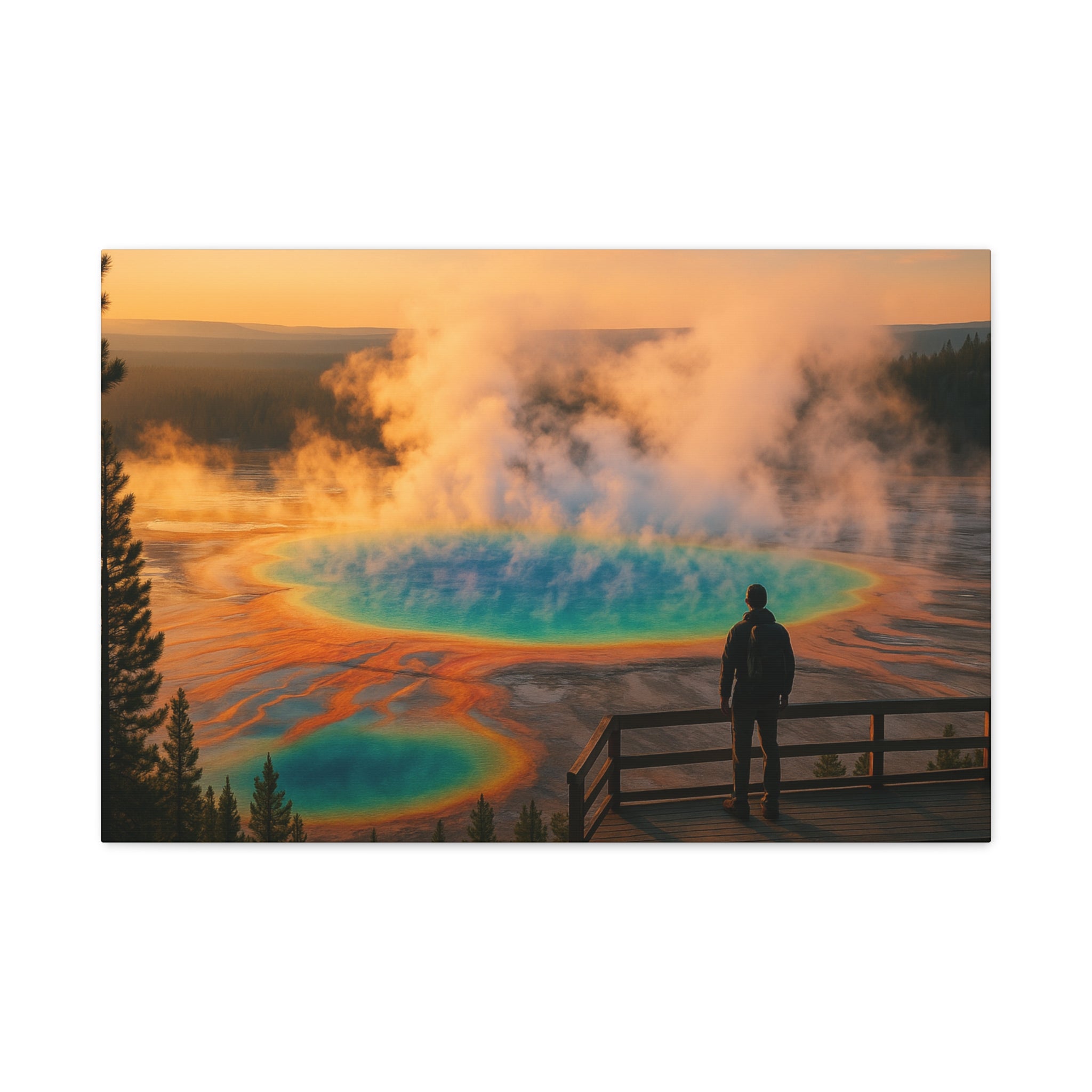 Grand Prismatic Spring Hiker's View- Matte Canvas