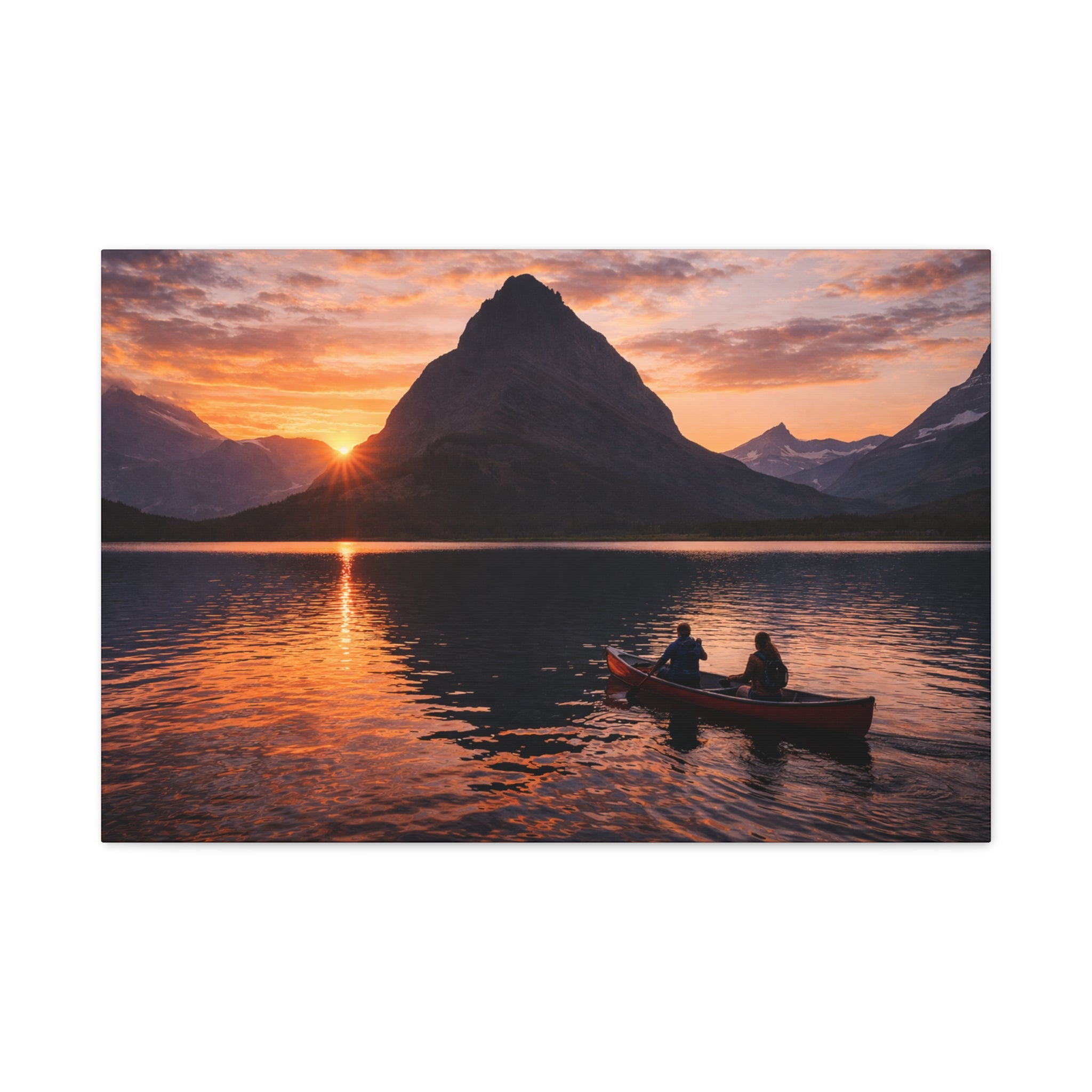 Swiftcurrent Lake Sunset Canoe - Matte Canvas