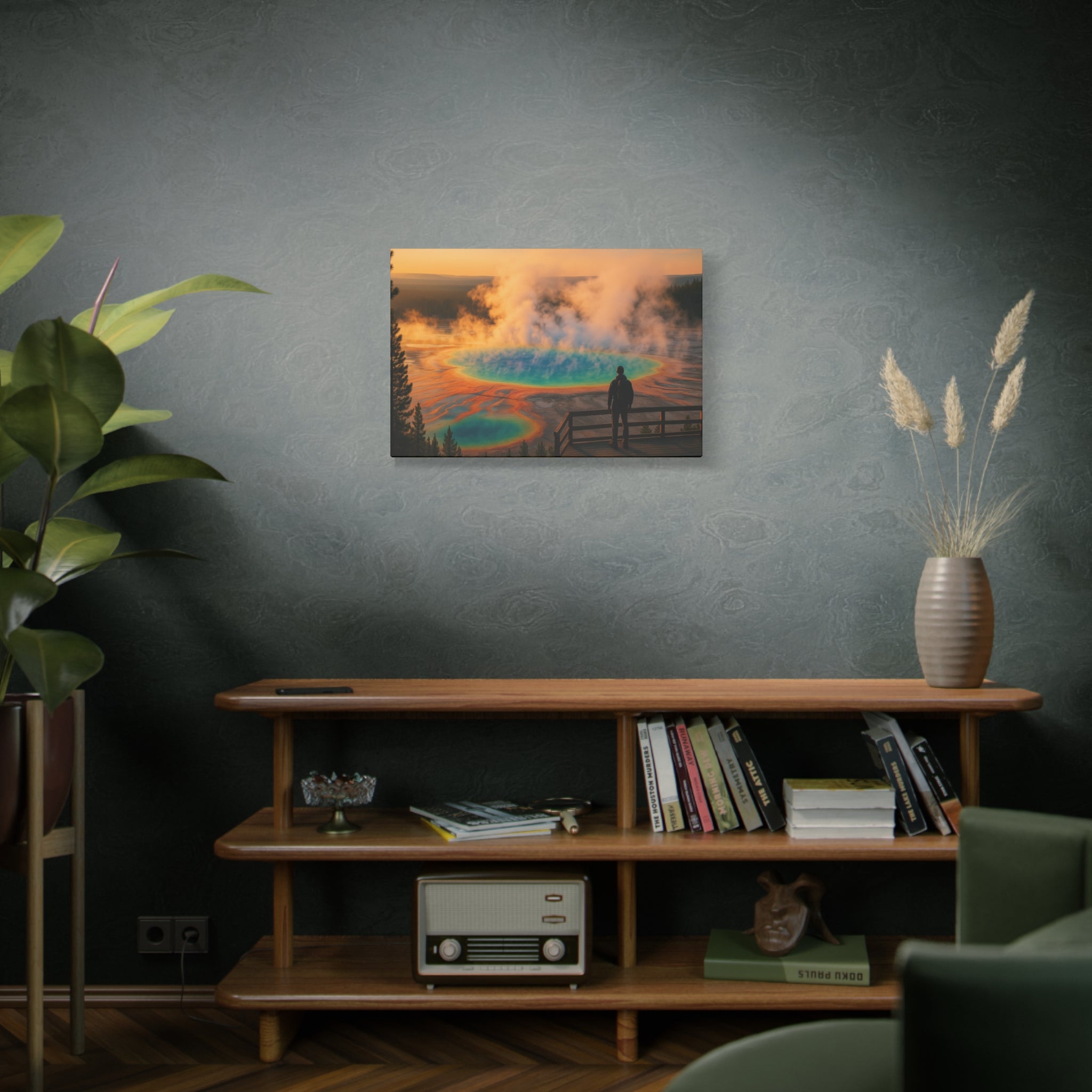 Grand Prismatic Spring Hiker's View- Matte Canvas